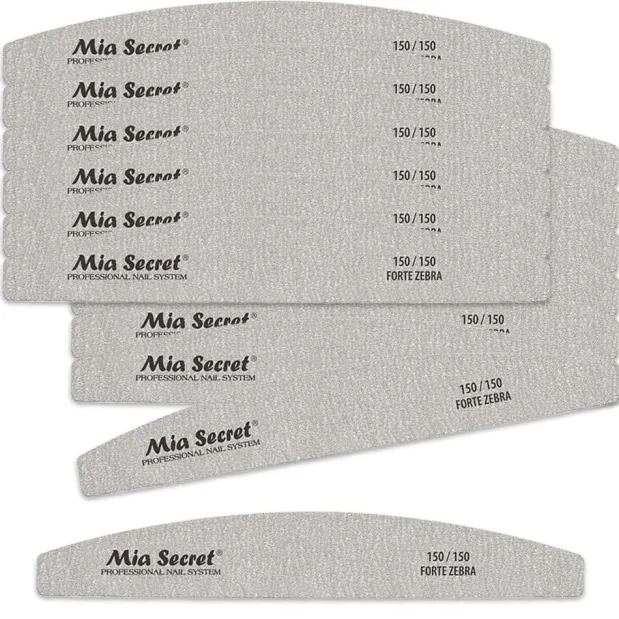 Forte Zebra Halfmoon Nail File 150/150 Green Center 50 Pack