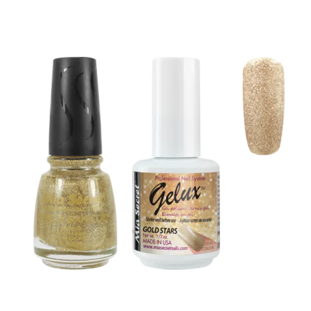 The Match (Gelux and French Manicure Combo) Gold Stars